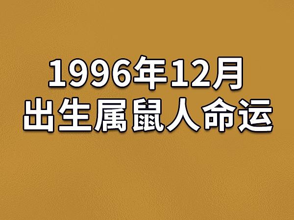 1996年12月出生属鼠人命运