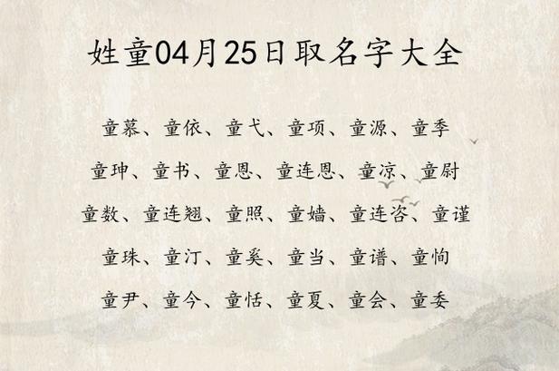 姓童04月25日取名字大全 姓童的宝宝名字怎么起好