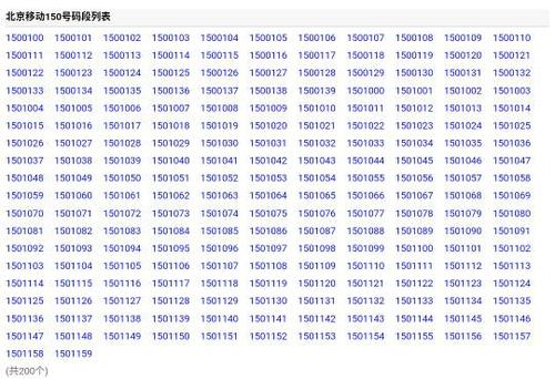 北京手机号150开头中间四位号码有哪些