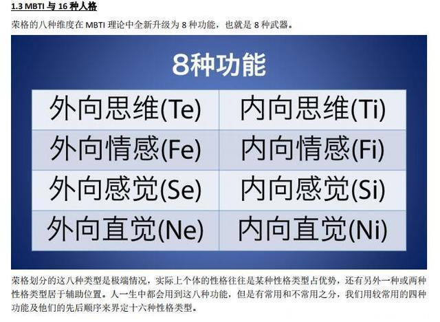 荣格的八种人格维度