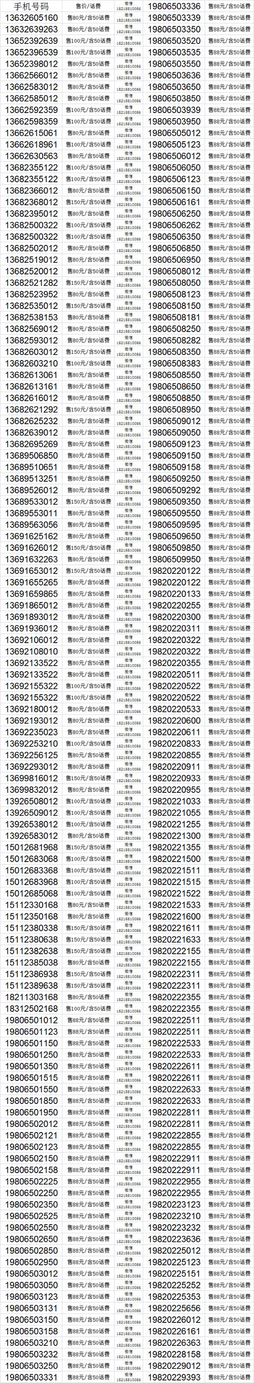 新号段精选手机靓号198要久发20230413